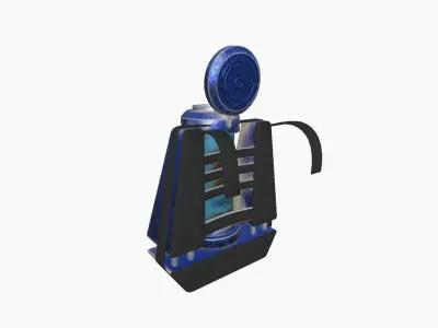 SciFi Backpack J06 Blue Metal - Fashion Character Design Low-poly 3D model