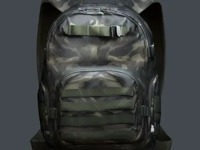 Backpack military combat Black baggage bag luggage Low-poly 3D model 2