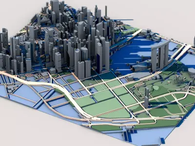 Marina Bay Financial Centre Singapore Skyline Architecture  3D model