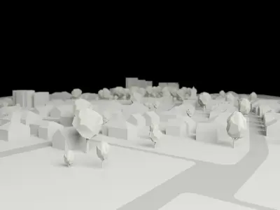 Small German Town Low Poly 3D model