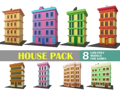 Low Poly  House Pack Low-poly 3D model
