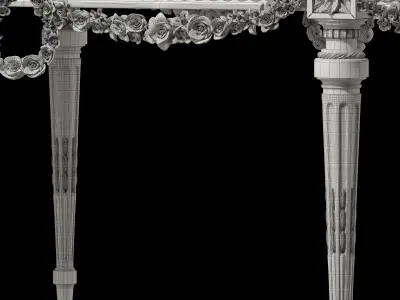 rococo table and chairs set 3D model