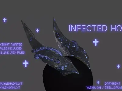 Infected horns Low-poly 3D model