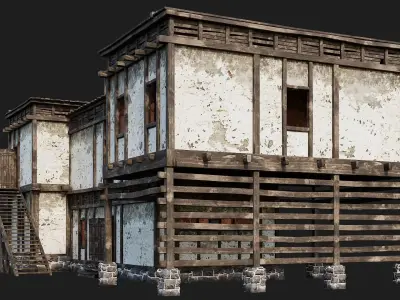 Old House Building 4K Textures GameReady 164 Low-poly 3D model