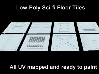 Extreme low-poly sci-fi Floor Panels Low-poly 3D model