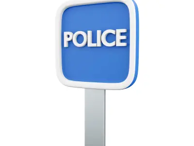 3D Police road sign icon 3D model