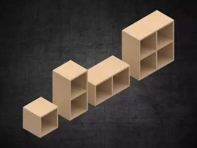 Organizers various sizes small architectural space furniture  Low-poly 3D model
