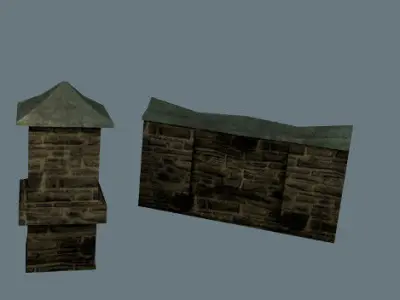 Fantasy Wall Set Low-poly 3D model
