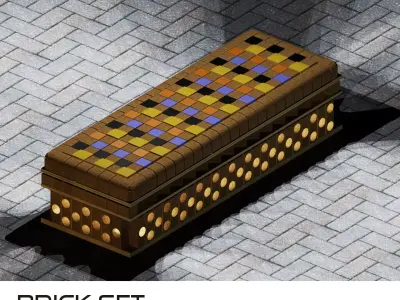 Brick set street  bench 3D model