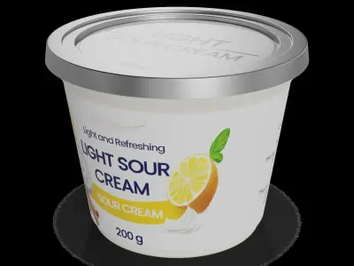 Sour cream Light Sour Cream Low-poly 3D model