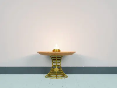 Vintage Candle Lantern on the Table 3D Model Low-poly 3D model