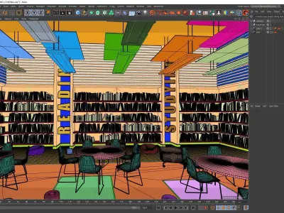 Corona - C4D Scene files - Library Interior 3D model 3D model