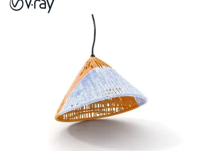 Modern Rattan Pendant Light Model Pack Low-poly 3D model