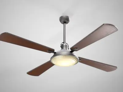 Vintage Ceiling Fan - Retro Ceiling Lamp - 4 Color Variations Low-poly 3D model