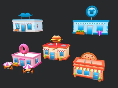 Building Pack Lowpoly Low-poly 3D model