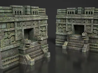 Mayan Temple Wall Modulars 01 250726 Low-poly 3D model
