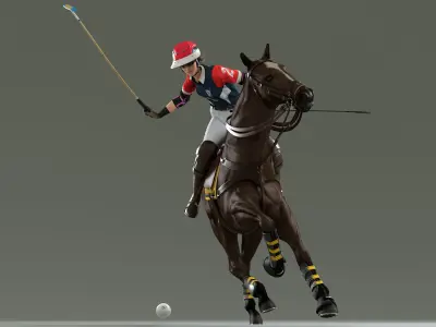  Female Polo Player Animated HQ Editorial License 