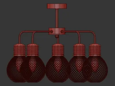 GRISSELL chandelier with five light bulbs 3D model