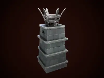 Stylized torch column Low-poly 3D model