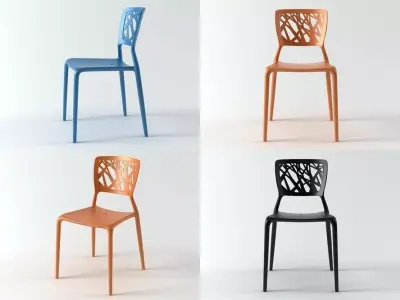 Viento four different colored chairs 3D model
