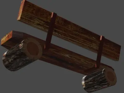 Bench wooden made of logs Free 3D model