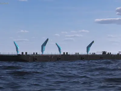  Pontoon Barge with Cranes 