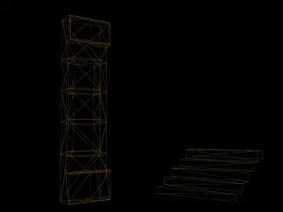 Cyberpunk Pillar and Stairs Low Poly  Game Ready Low-poly 3D model