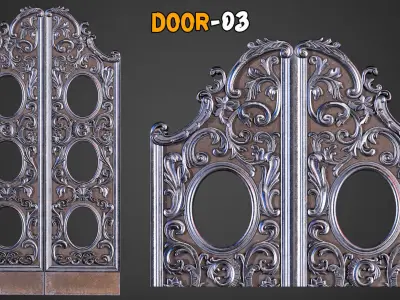 7 Professional Medieval Door and 250 Alpha Brushes Vol 19 Low-poly 3D model