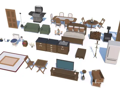 A Frame Log Cabin - Game Ready Low Poly  Low-poly 3D model