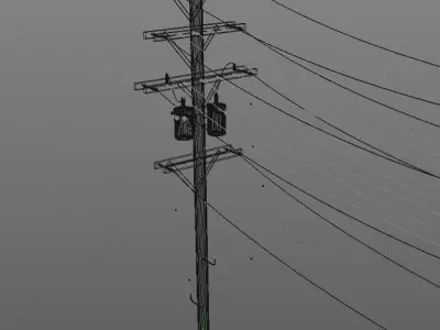 Utility Power Pole - Architectural and gaming environment asset  3D model