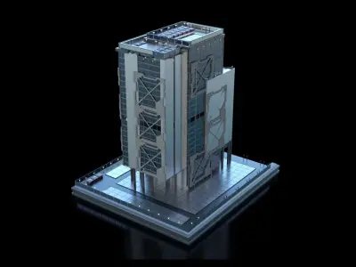 Futuristic Future Modern City Building Skyscraper 08 3D model