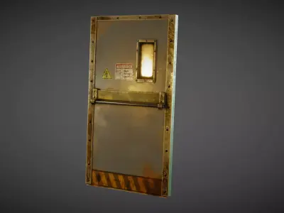 Industrial Metal Door Low-poly 3D model