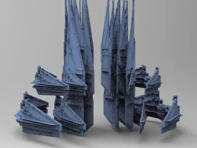 Sci-Fi Ocean Tech ship barriors  3D model