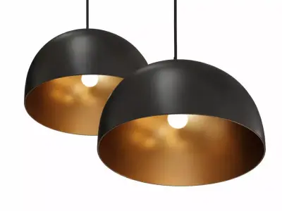 Modern Pendant Lamp 3D Model Black and Gold Hanging Light 3D model