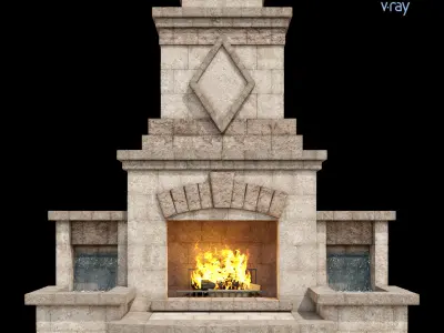 Outdoor Fireplace 001 3D model