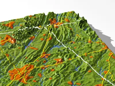 Alabama 3 High resolution 3D relief maps 3D model