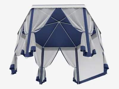 Hexagonal Garden Gazebo with Side Panels 01 3D model