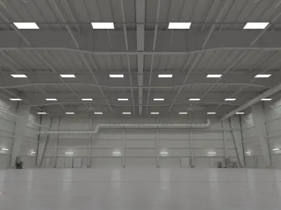 Airplane Hangar Interior 1 Low-poly 3D model