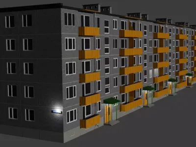  1-464A Type Panel Building 3D model Low-poly 3D model