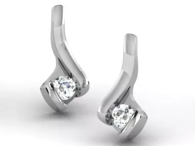 Gold Diamond Women Earring 3D print Model 3D print model 192