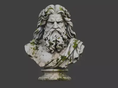Ancient Weathered Stone Philosopher Bust Low-poly 3D model