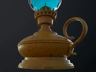 Old kerosene lamp 3D model Low-poly 3D model