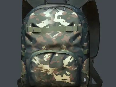 Backpack military combat Black baggage bag luggage Low-poly 3D model