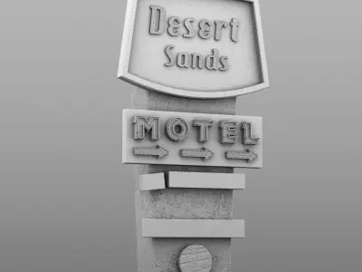 Wheatered Motel Sign 3D model