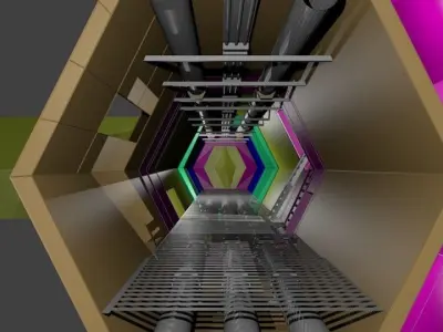 Five Modular Hexagon Hallway Set 3D model