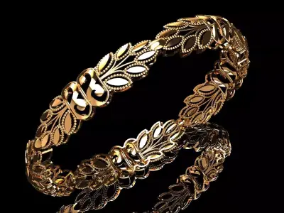 1445 Golden Leaf Bangle 8gm 3D print model