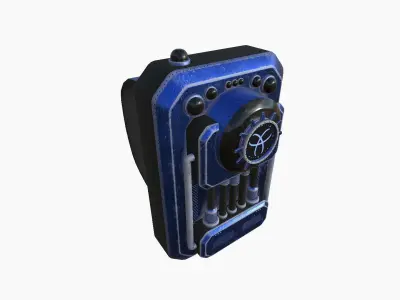 SciFi Backpack I06 Blue Metal - Fashion Character Design Low-poly 3D model