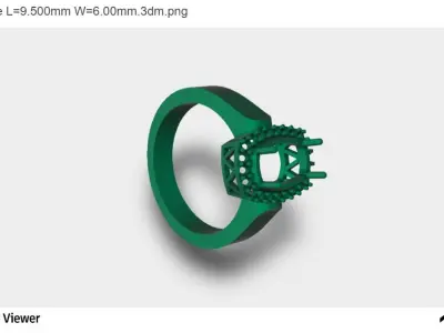 Men Ring with an Emerald Cut Center Stone 3D print model