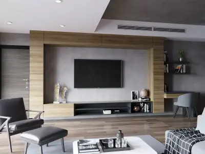 industrial living room interior scene 3D model 3D model