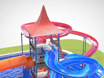 Water Slides Low-poly 3D model
